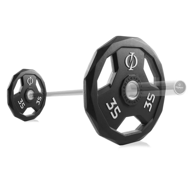 35lb rubber coated 2-inch olympic grip weight plates set of 2 with steel insert black