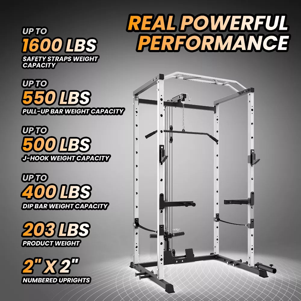 Power Rack 1600LBS - Cable Pulley & Dip Bar