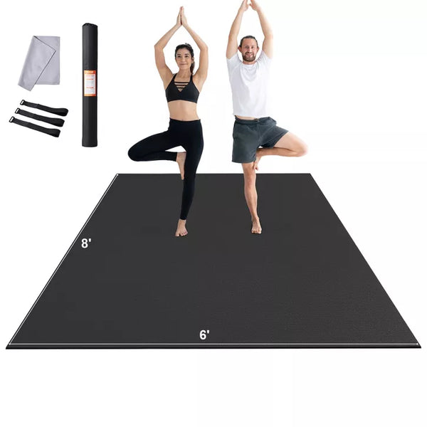 8x6ft non-slip high density PVC exercise yoga mat with carry strap and storage bag