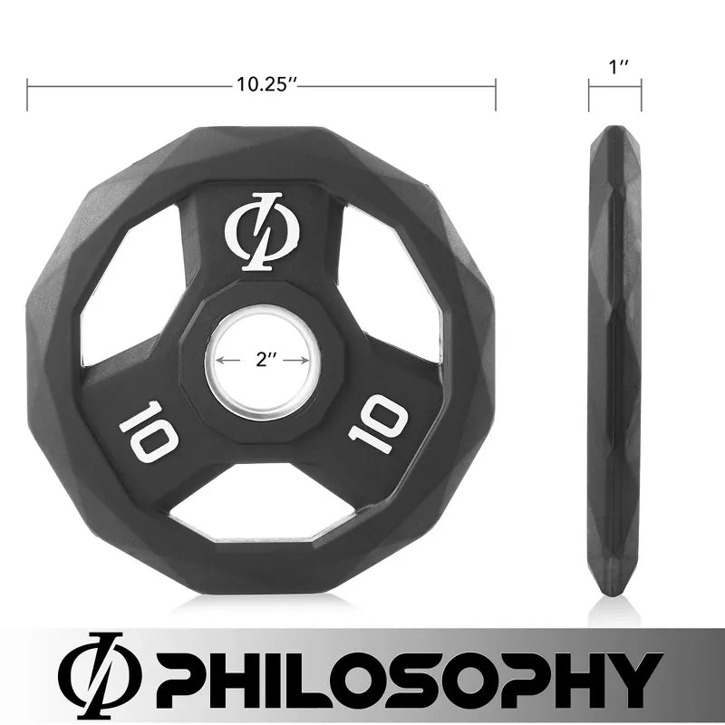 10lb rubber coated 2-inch olympic grip weight plates set of 2 with steel insert black