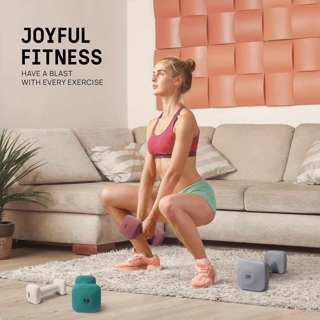 Square Neoprene Dumbbell Set - Army Green