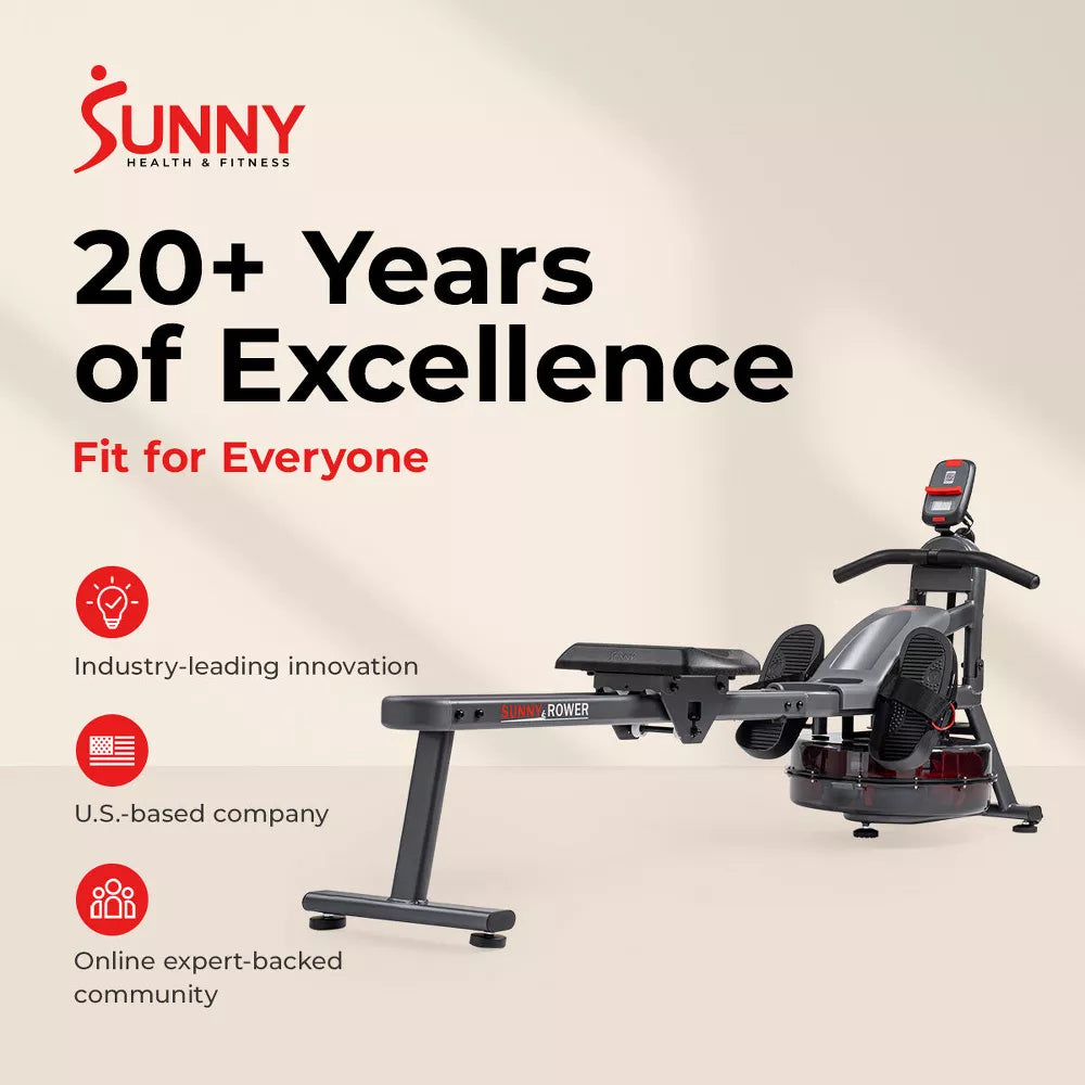 Smart Heavy-Duty Water Rower - Bluetooth SunnyFit App