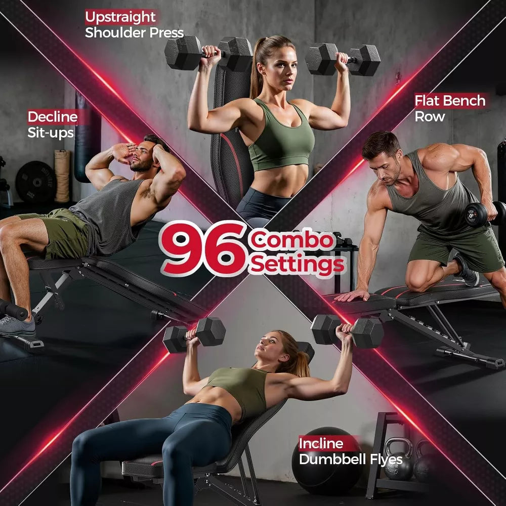 Folding Strength Training Bench - Space-Saving