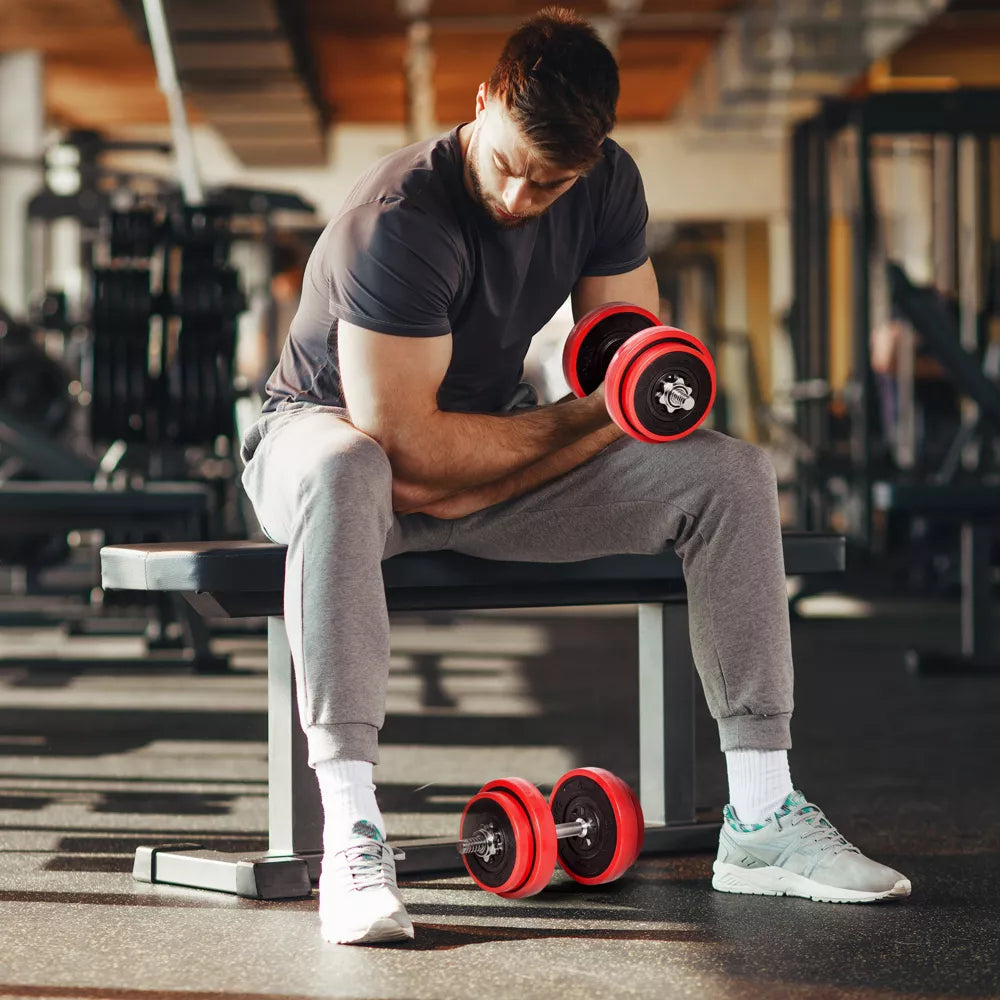 44lb Adjustable Dumbbell Set - 2-in-1 Barbell