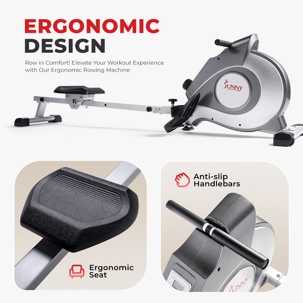 Magnetic Rowing Machine - Silver, App Enabled