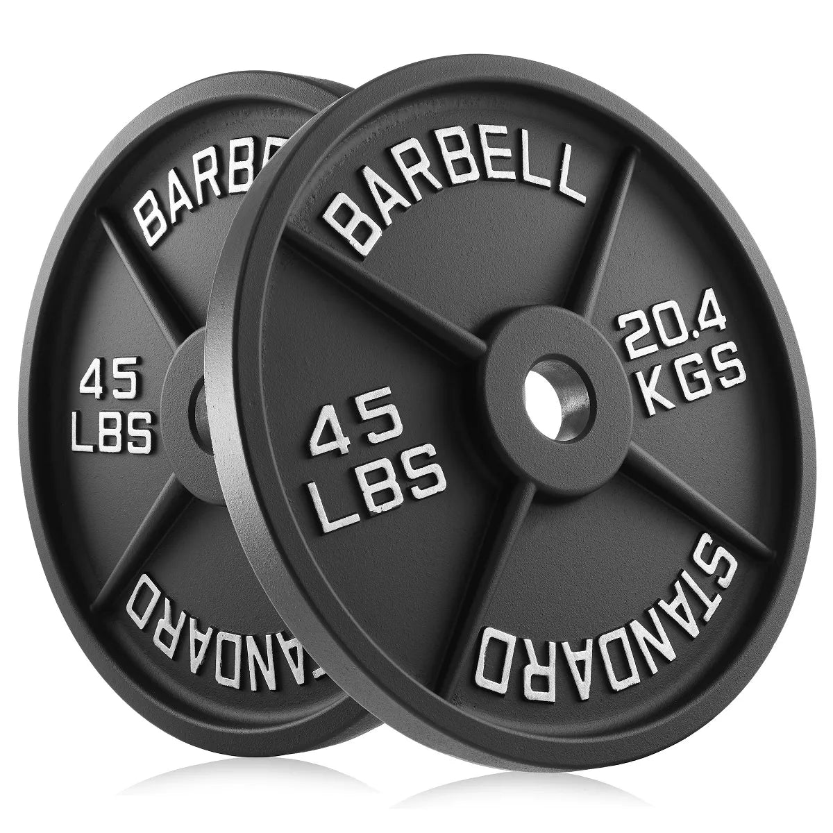 45lb cast iron 2-inch olympic weight plates set of 2 black matte coating for barbell
