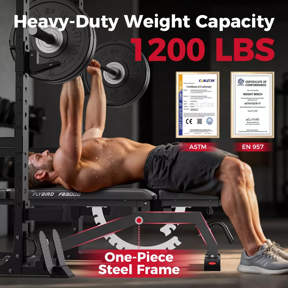 Adjustable Weight Bench 1200LBS - Extended Base