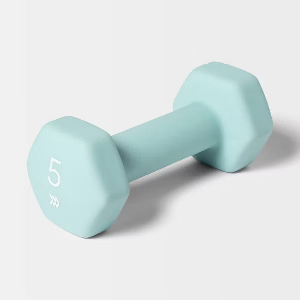 Neoprene 5lb dumbbell hex head non-slip iron core hand weight for home gym