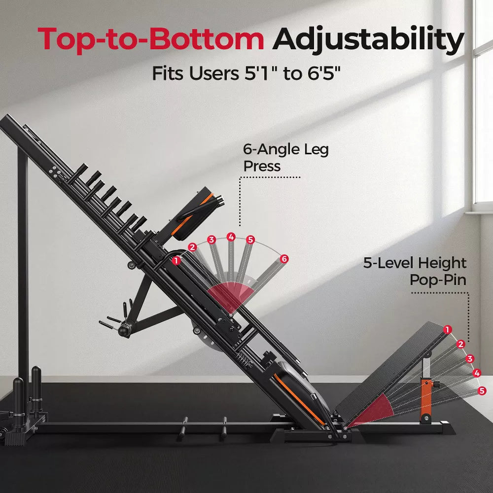3-in-1 Leg Press Hack Squat Machine - Stretch Board