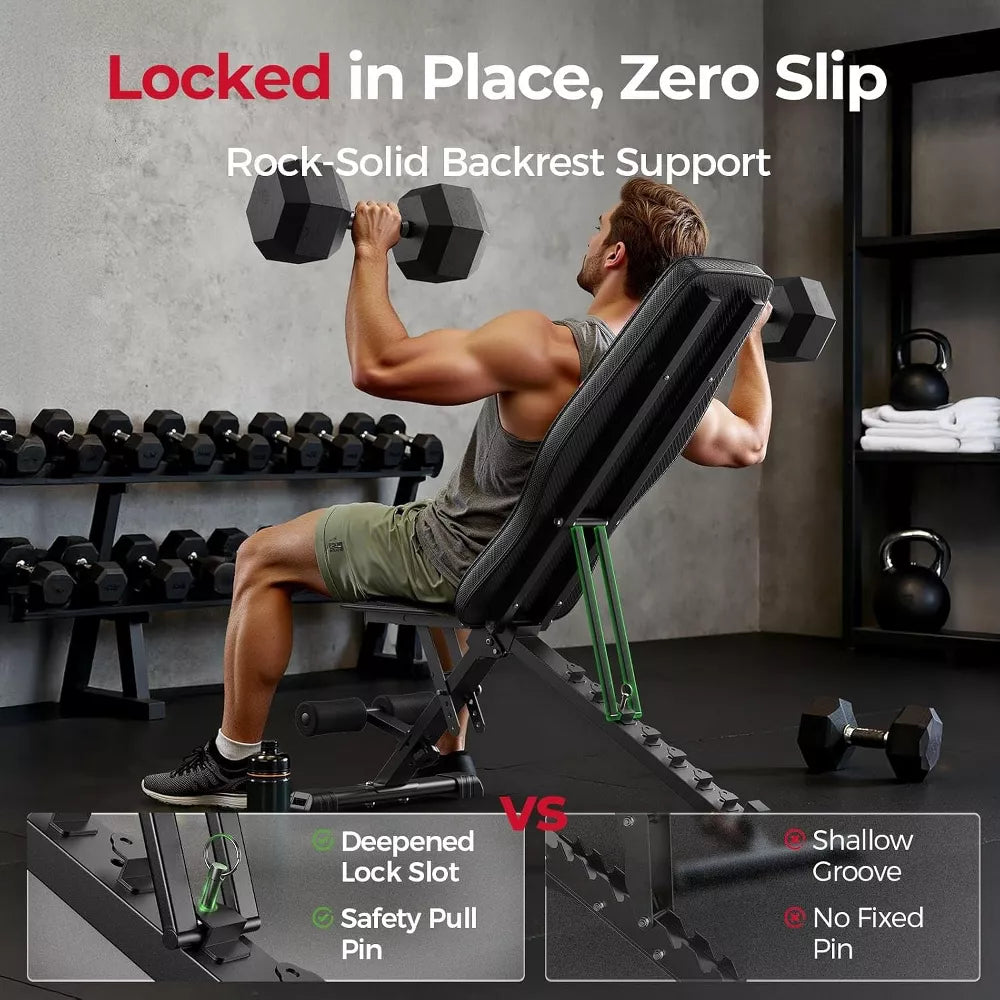 Folding Strength Training Bench - Space-Saving