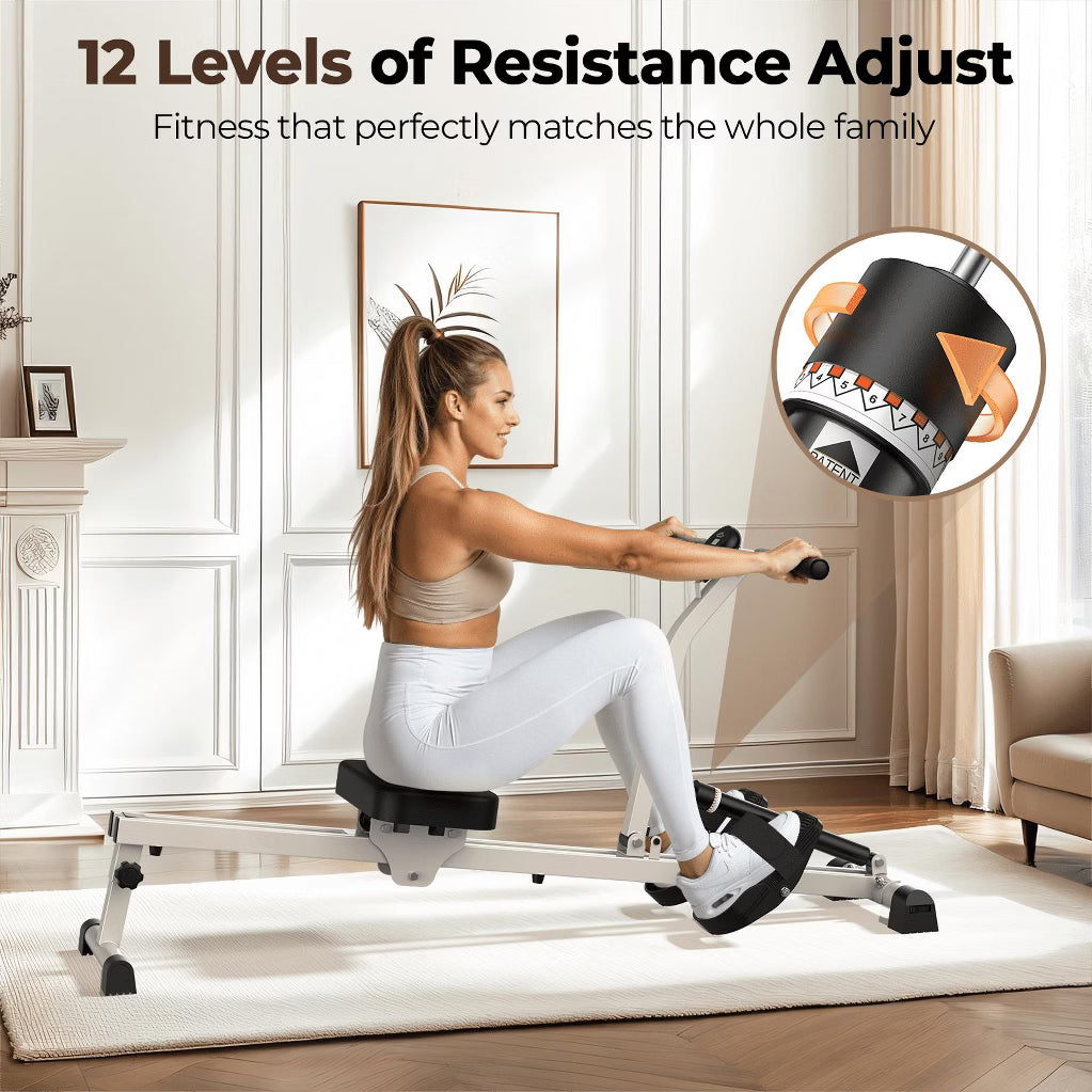 Hydraulic Rowing Machine - 12 Adjustable Resistance Levels