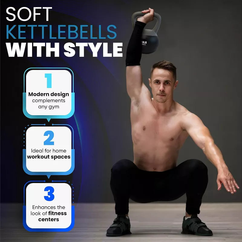 Soft sand-filled kettlebell set 5lb 10lb 15lb 20lb with shockproof base for home gym