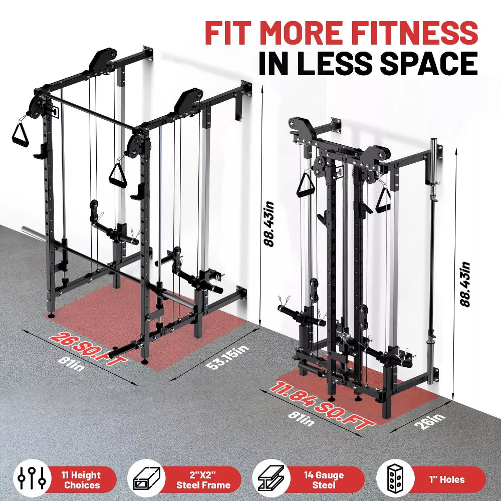 Wall Mount Smith Machine - Folding Power Rack