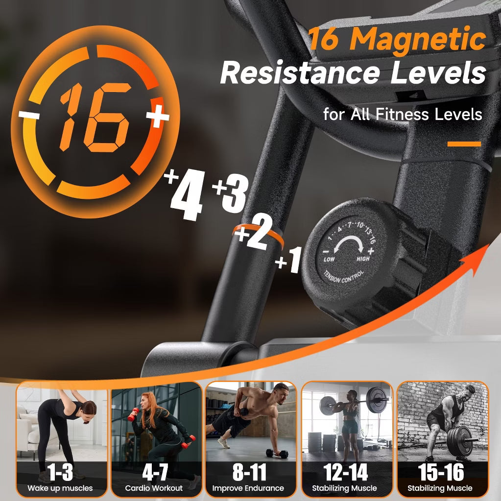 Foldable Magnetic Elliptical - 16 Levels, 350LB