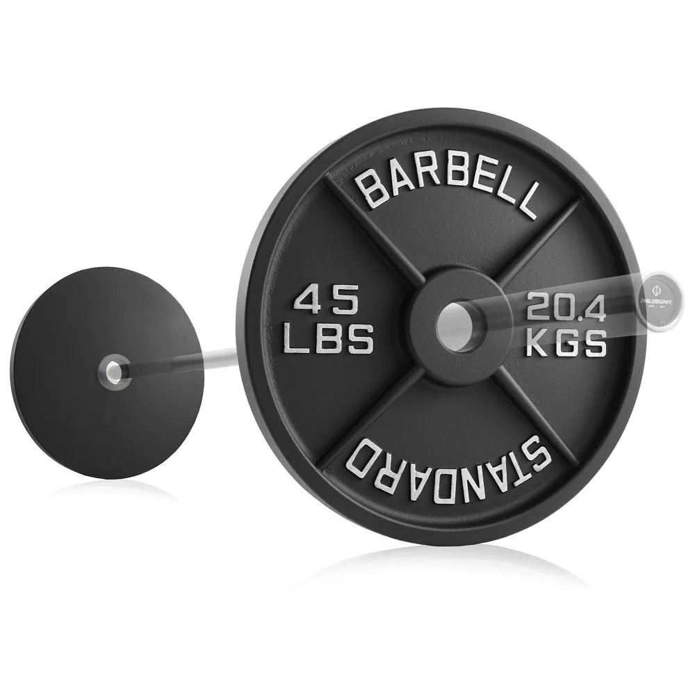 45lb cast iron 2-inch olympic weight plates set of 2 black matte coating for barbell