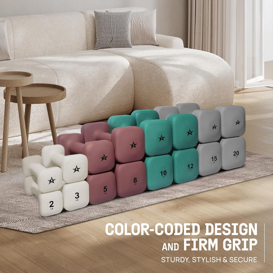 Square Neoprene Dumbbell Set - Army Green