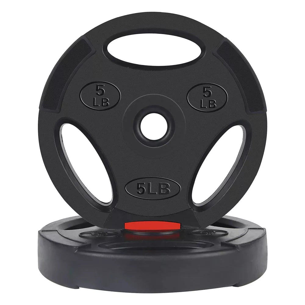 5lb black vinyl coated olympic weight plates set of 2 with 1-inch center hole for barbell