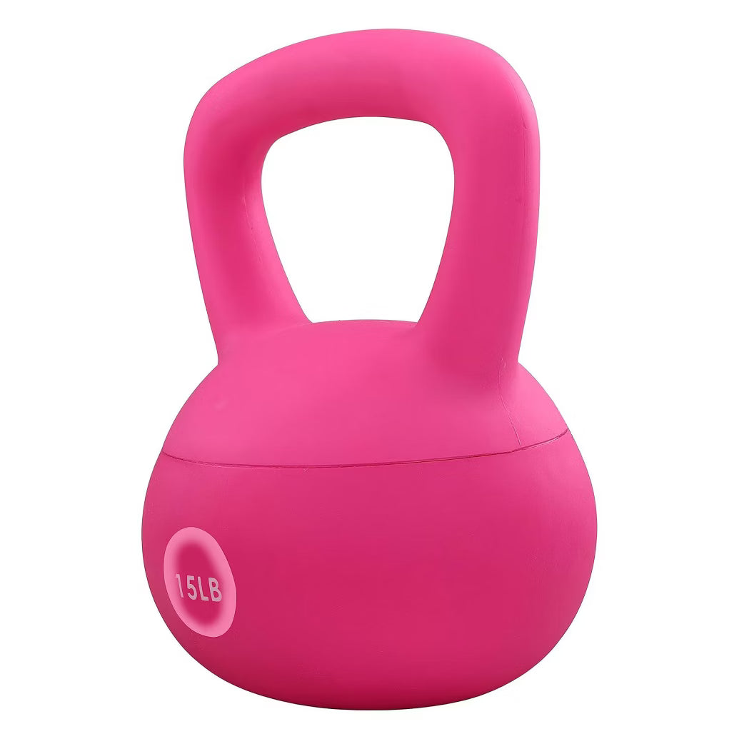 Soft Kettlebell 15lb - Ergonomic Grip, Pink