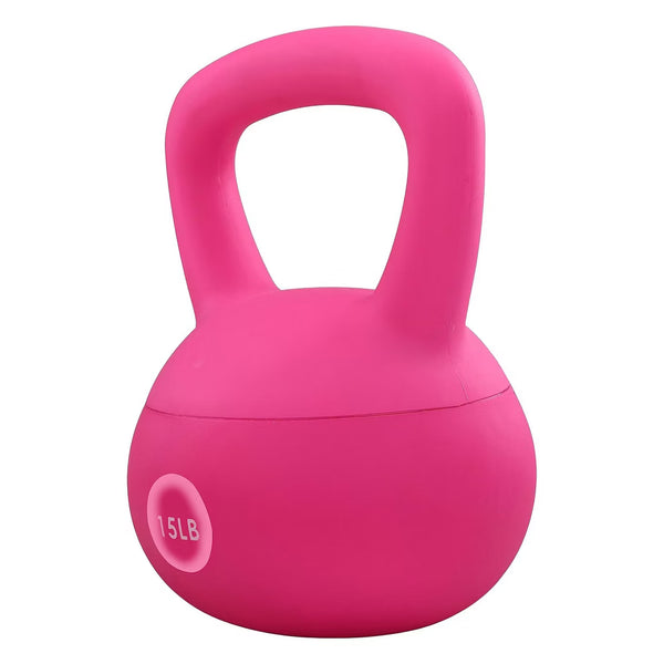 Soft Kettlebell 15lb - Ergonomic Grip, Pink
