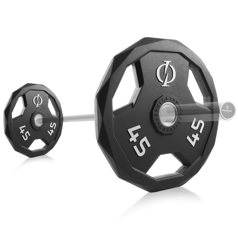 45lb rubber coated 2-inch olympic grip weight plates set of 2 with steel insert black