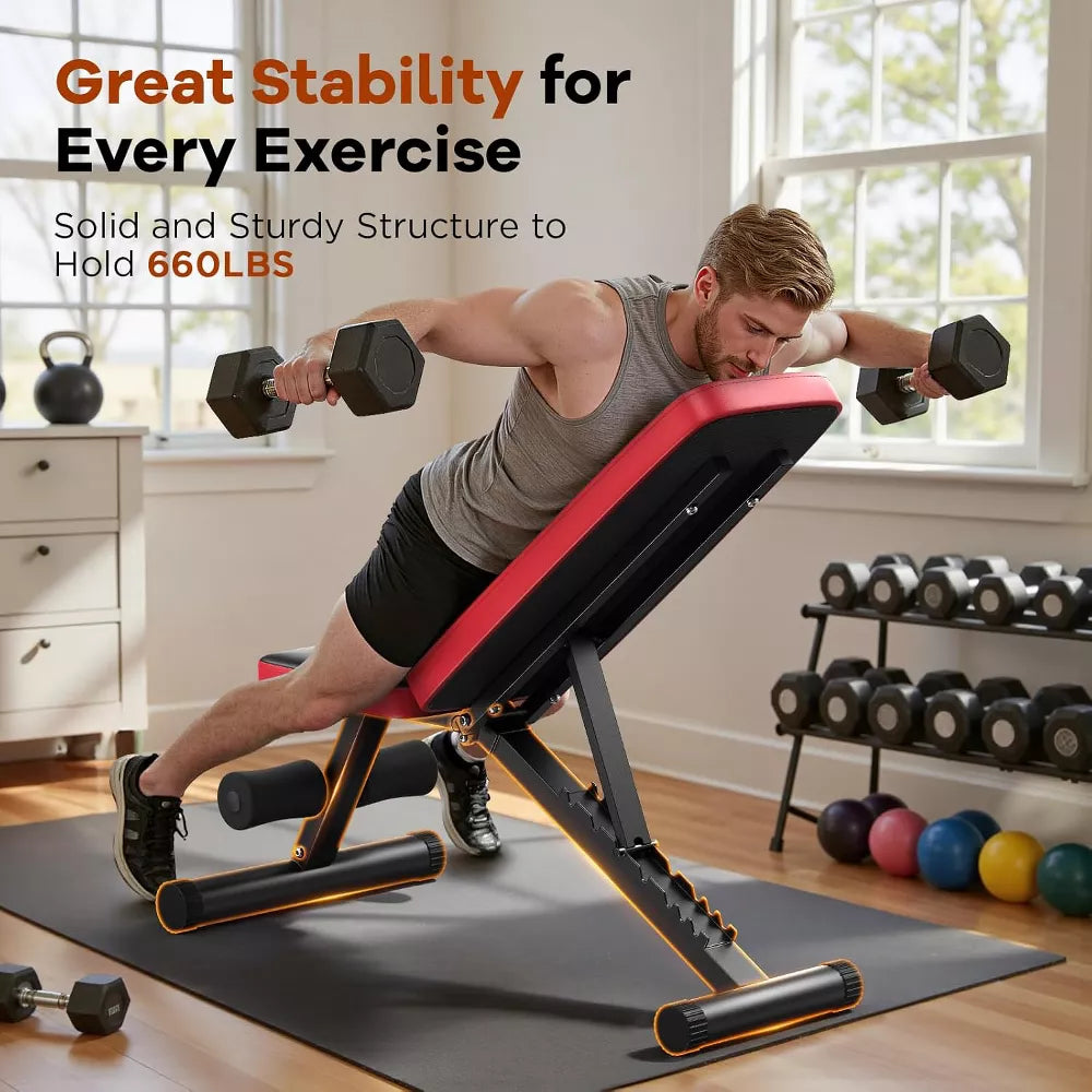 Adjustable Weight Bench 660LBS - 8 Backrests