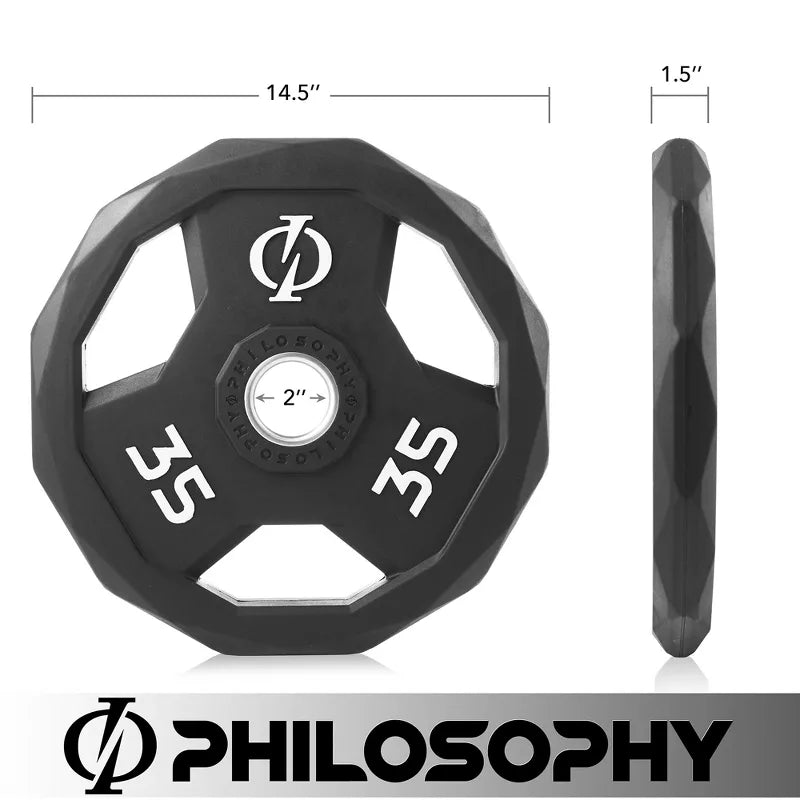 35lb rubber coated 2-inch olympic grip weight plates set of 2 with steel insert black