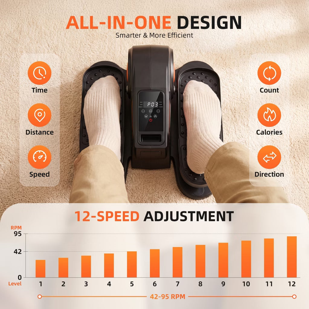 Under Desk Elliptical - Quiet Pedal Exerciser, LCD