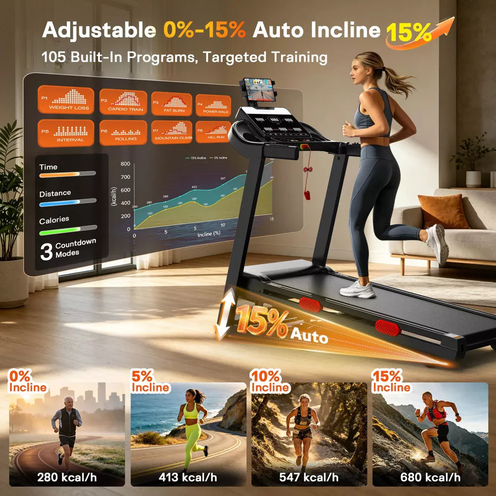 4-in-1 Auto Incline Treadmill - 105 Programs