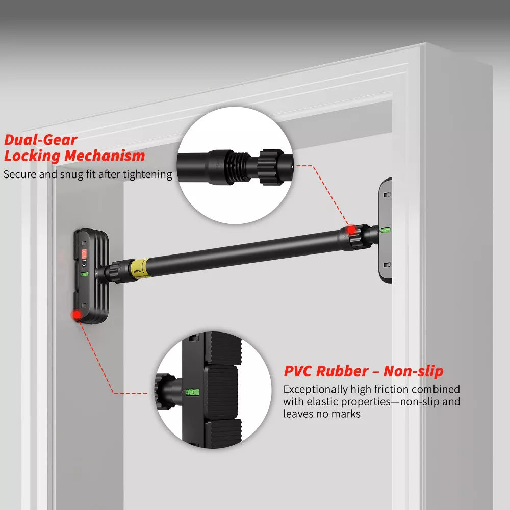 No-Drill Doorway Pull Up Bar 28-37in - Carbon Steel