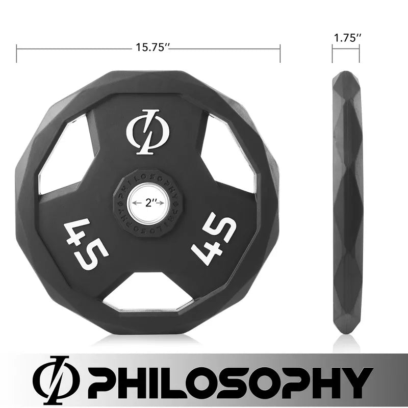 45lb rubber coated 2-inch olympic grip weight plates set of 2 with steel insert black