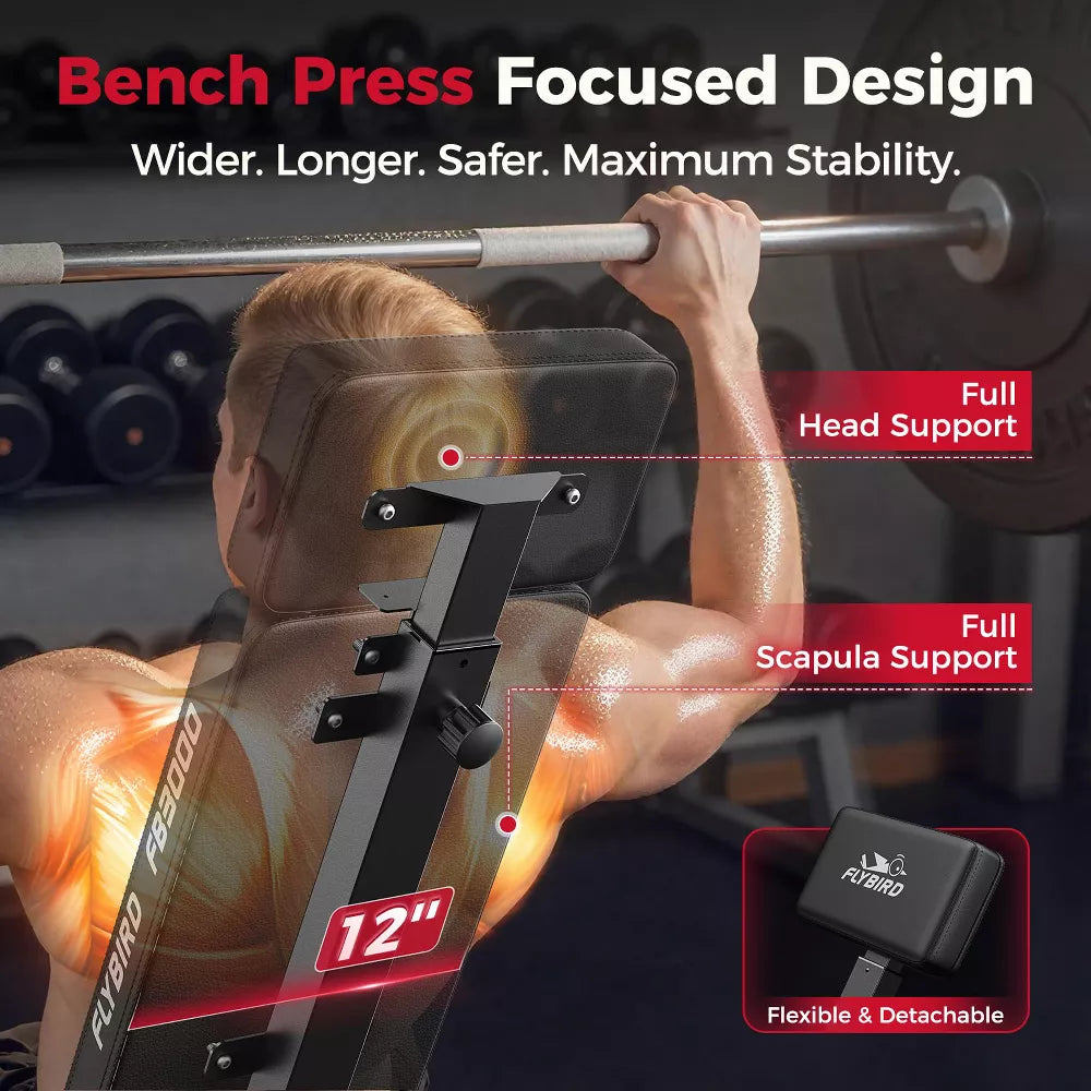 Adjustable Weight Bench 1200LBS - Extended Base