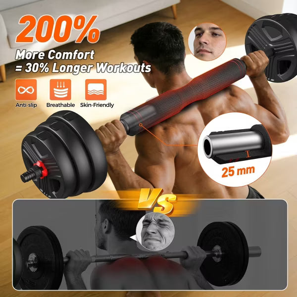 90lb adjustable dumbbell set 5-in-1 convertible barbell kettlebell home gym weights