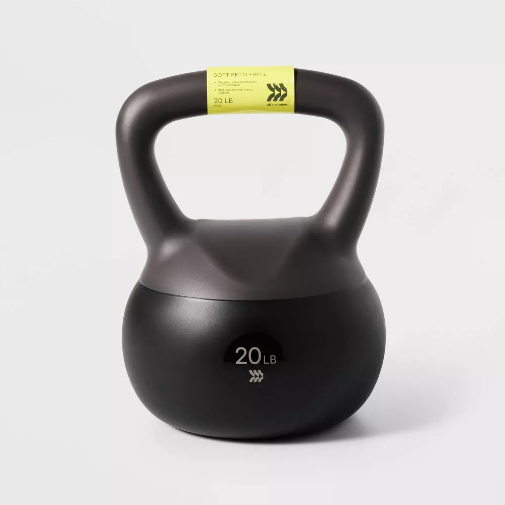 10lb soft gray PVC kettlebell sand fill with handle for yoga pilates home gym