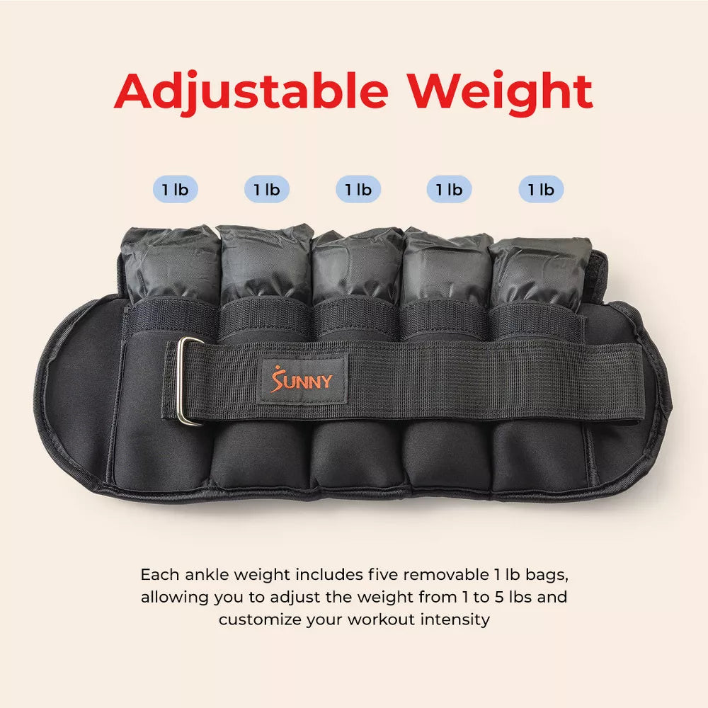 Adjustable Ankle & Wrist Weights - 1-5lb, 10lb Pair