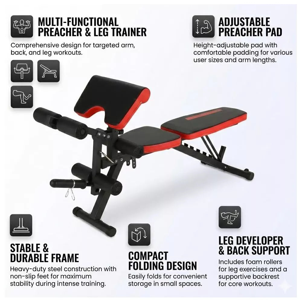 FID Weight Bench 800LBS - Leg Extension & Curl