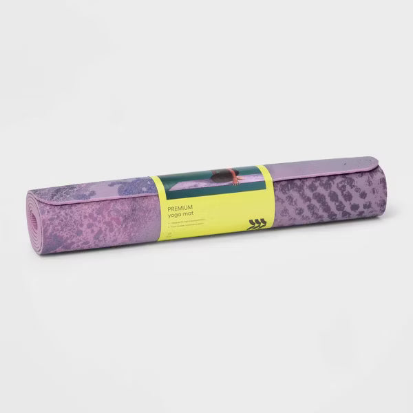 Cloud print violet yoga mat 5mm PVC textured non-slip surface for yoga and exercise