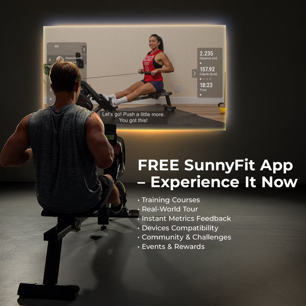 Premium Smart Foldable Rowing Machine - 16 Levels, Bluetooth