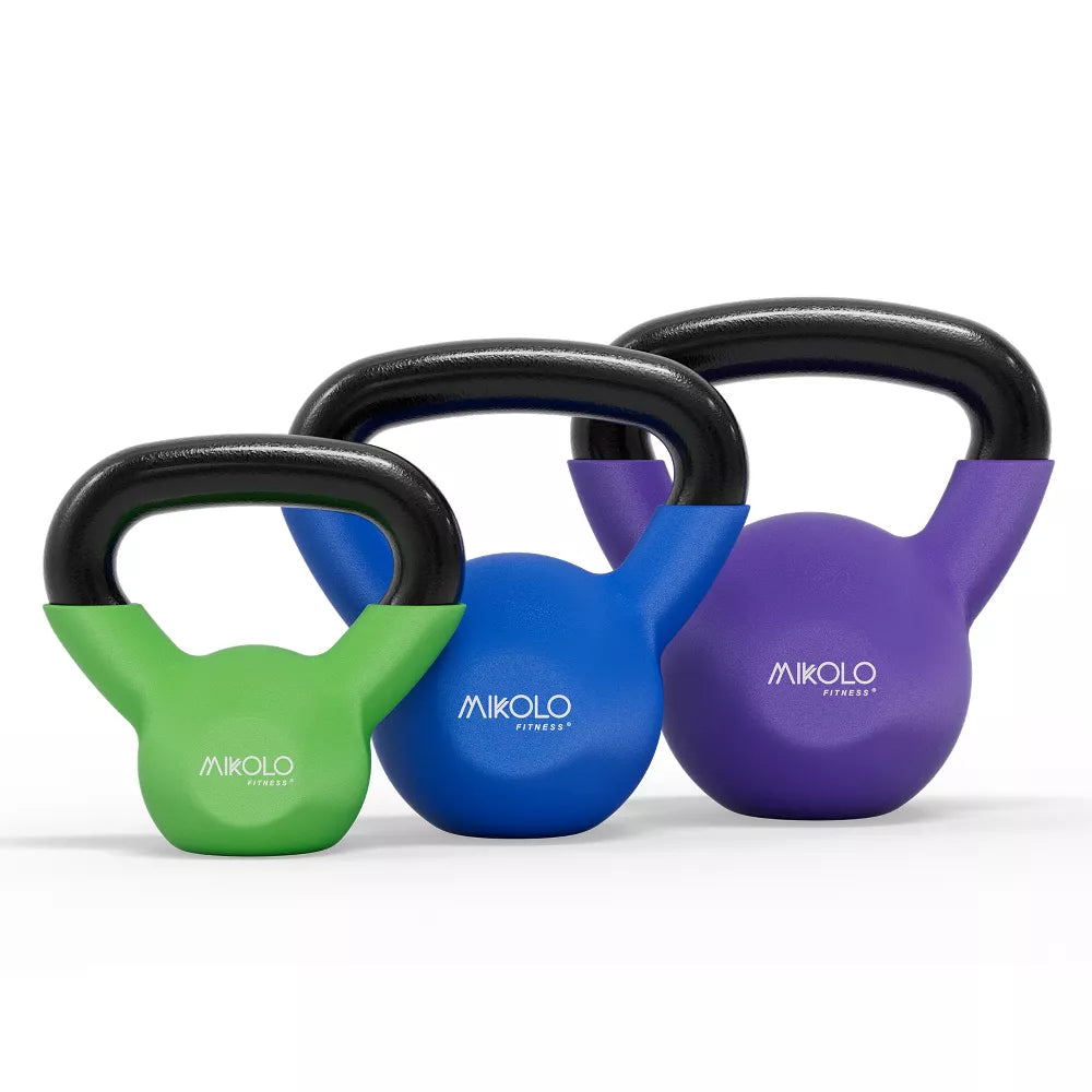 Neoprene Coated Cast Iron Kettlebell Set 5/10/15lb