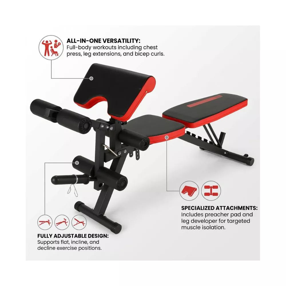 FID Weight Bench 800LBS - Leg Extension & Curl