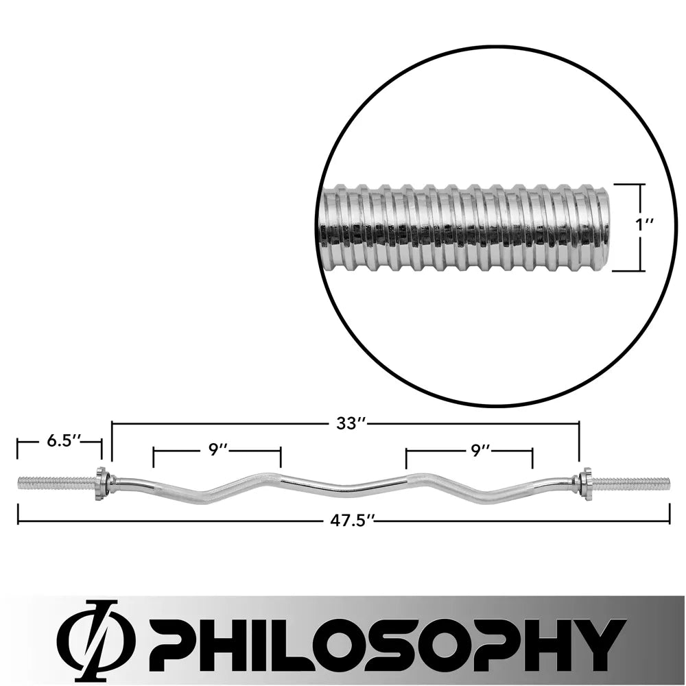 Threaded EZ Curl Bar - 1in with Star Collars