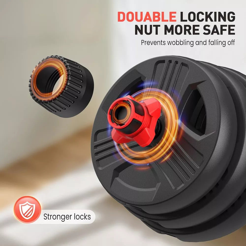 80lb adjustable dumbbell set pair 3-in-1 convertible barbell kettlebell home gym weights