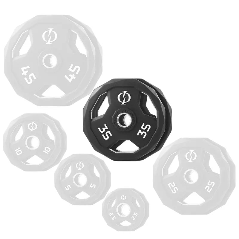 35lb rubber coated 2-inch olympic grip weight plates set of 2 with steel insert black