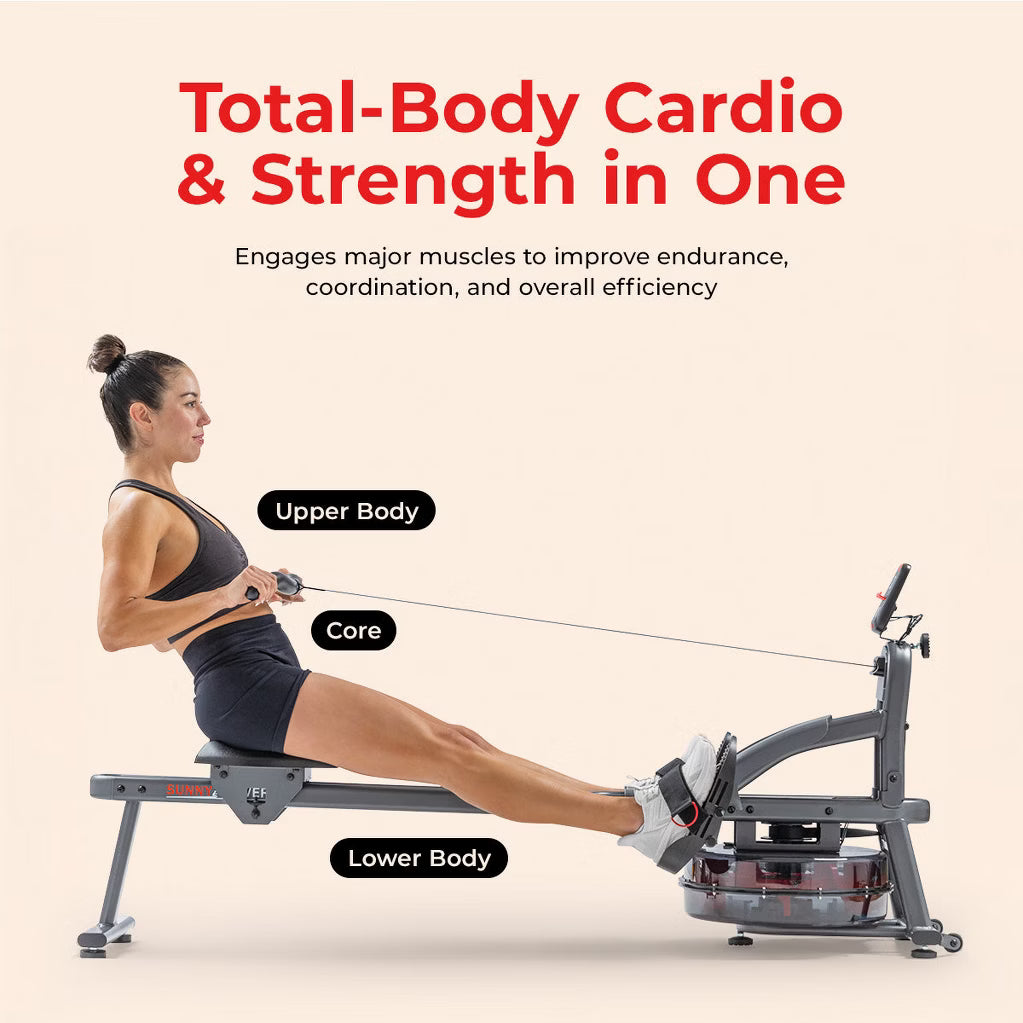 Smart Heavy-Duty Water Rower - Bluetooth SunnyFit App