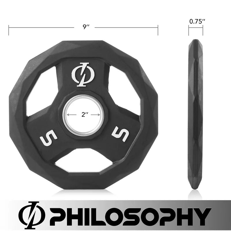 5lb rubber coated 2-inch olympic grip weight plates set of 2 with steel insert black