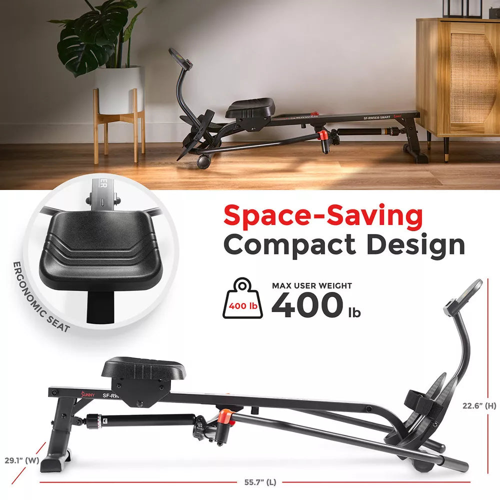 Smart Compact Rowing Machine 400LB - App Tracking