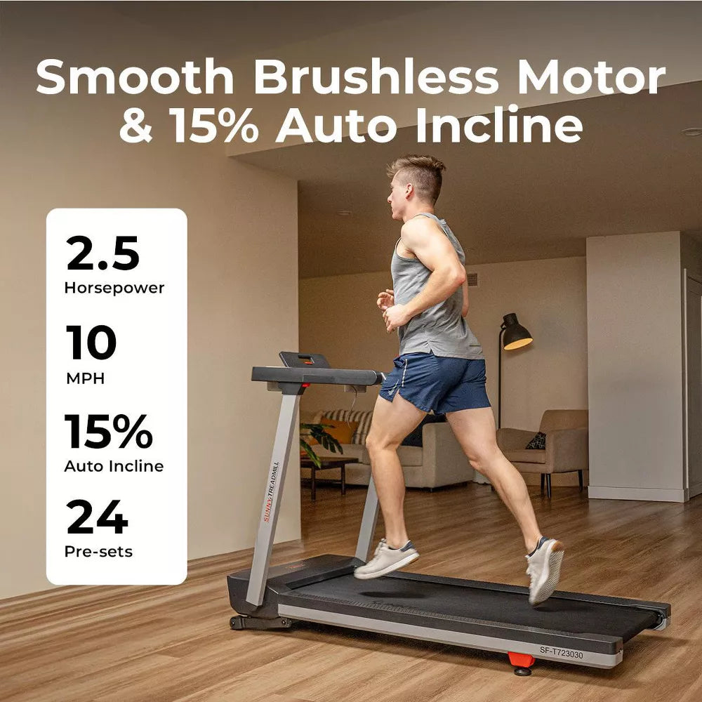 Smart Foldable Treadmill - 20in Belt, 15-Level Incline