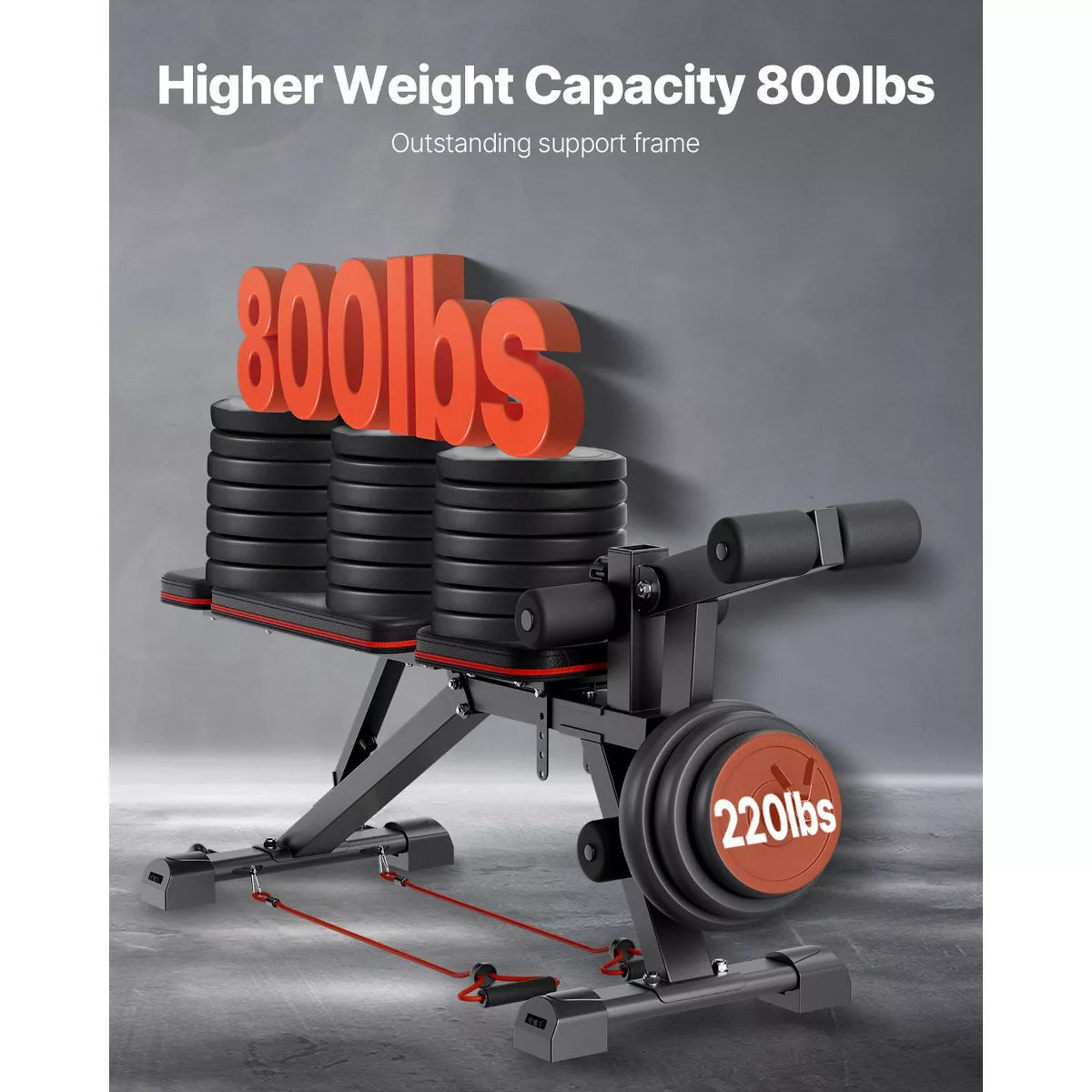 Adjustable Weight Bench 800lbs - Black & Red