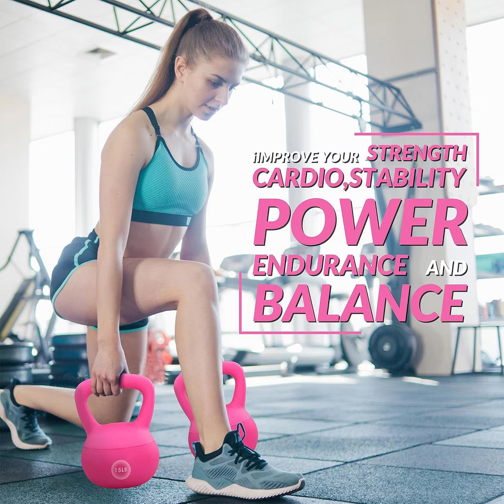 Soft Kettlebell 15lb - Ergonomic Grip, Pink