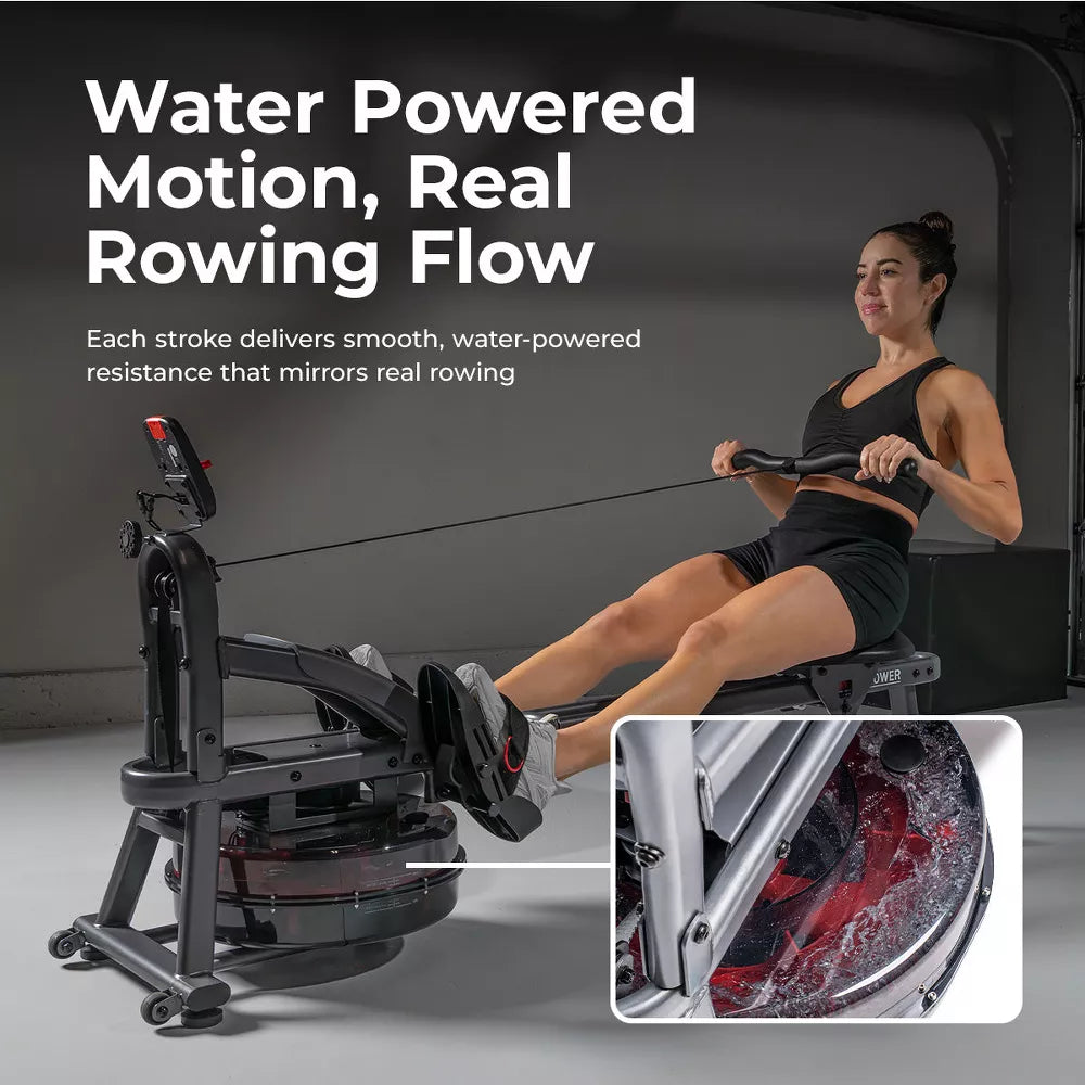 Smart Heavy-Duty Water Rower - Bluetooth SunnyFit App