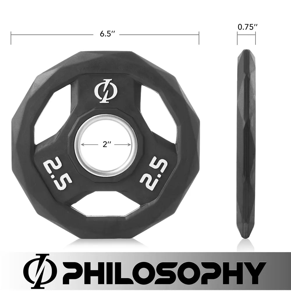 2.5lb rubber coated 2-inch olympic grip weight plates set of 2 with steel insert black